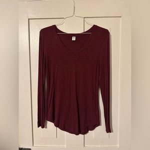 Burgundy basic long sleeve tee